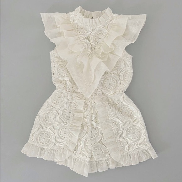 Elegant White Lace Kids Romper